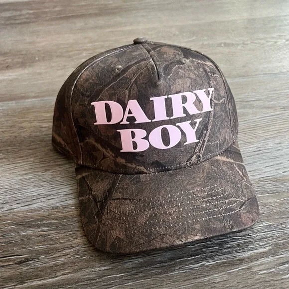 Dairy Boy Brown and Pink Camouflage Hat Dairy Boy River Camo Trucker Hat in Pink | REVOLVE main image 2